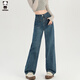 Jeans de hipanda para mujeres en verano Piso de adelgazamiento retro retro Retlamen informal Pantalones de caña ancha alta para mujeres en Retro Blue XS