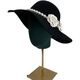Gisela Hepburn style hat French black big brimmed hat Elegant retro Hepburn style British pearl big brimmed hat Model basic same style (suede) diameter 40cm S (54-58cm)