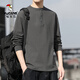 Woodpecker men's sweatshirt 2025 new spring and autumn long-sleeved T-shirt men's high-end heavyweight cotton Henry collar bottoming shirt men's gray L