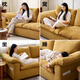 Quanyou Home Cream Style Straight-row Sofa Living Room 2025 New Straight-row Fabric Sofa Chenille Double Sofa Furniture Class A Fabric Chenille | Warm Yang Yellow | 1.83m Latex + Fully Removable and Washable + 58cm Seat Depth