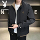 PLAYBOY Jacket Men's Spring and Autumn Thin Large Size Casual Workwear Stand Collar Versatile Loose Long Sleeve Jacket Black L