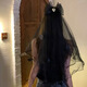 Bang Silk Veil Proposal and Certificate Bride's Confession Photography Main Veil Bow Photo Photo Props Adult Ceremony Graduation Season Bow Love Veil Black + Hair Comb Style