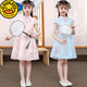 G.duck Girls' Cheongsam Dress Summer 2024 New Style Chinese Style Summer Children's Internet Celebrity Hanfu Princess Dress 2021 Pink Embroidered Cheongsam 2024 150 Suitable for Height 140
