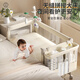 ULOP multi-functional crib splicing bed, removable folding baby bed, newborn gift to sleep, rocking bed, luxury cradle crib with mosquito net changing table, four-wheel universal one-click folding, free coconut palm mattress
