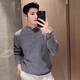 Kuraishi Kazuki's high-end Henry collar sweater men's autumn and winter new style casual solid color bottoming sweater gray M