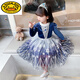 G.duck Elsa Princess Dress Autumn and Winter Plus Velvet Thickening Western Style Girls Frozen Elsa Dress Dress 120 Suitable for Height 100-110cm One Size 8969 Skirt Spring and Autumn Style + Cape Crown Stick