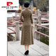 Pierre Cardin middle-aged and elderly mothers thickened autumn and winter slimming Ao Dai improved cheongsam new Chinese style retro mink velvet dress long women's camel 3XL 130--140Jin Jin is equal to 0.5 kg can be worn