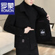 ROMON woolen jacket men's autumn and winter double-sided woolen jacket men's casual lapel thick woolen top short wool coat 2308 Khaki double-sided woolen coat 2XL 141-160Jin Jin equals 0.5 kg