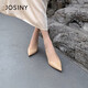 
Zhuosini high heel sandals for women in summer 2025 new style of Baotou single shoes with skirt temperament pointed toe high heels apricot color 38