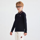 Hush Puppies children's clothing children's boys autumn new t-shirt simple classic casual versatile digital long-sleeved polo shirt navy blue 170 cm