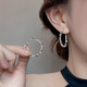 Ruihongxiang 999 sterling silver ear needle earrings broken silver large circle plain hoop earrings 2025 new hot style high-end earrings 999 silver needle style - silver broken silver earrings