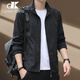 CANELIN KISKHA Jacket Men's Stand Collar Jacket Men's Business Casual High Quality Long Sleeve Clothes Men's Simple Versatile Top Spring Clothing 5571 Black Jacket XL Size