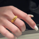 Fat Donglai's same style copper coin ring yellow l gold crushed ice female niche design light luxury new Chinese style Five Emperors coin Five Emperors coin ring high color retention treatment opening adjustable