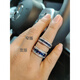 Fat Donglai's same tanzanite ring sapphire men's single row of diamond imitation 925 silver platinum-plated diamond ring trendy men's spot narrow version blue 24-25-26-27-28 others