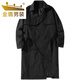 金盾春秋中长款风衣男夹克日系宽松英伦风韩版情侣潮流学生bf披风外套 黑色8872高端款 M