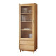 Meishang Nordic Massivholz Bücherregal mit Glastür Bücherregal Einfacher moderner Aufbewahrungsschrank Wohnzimmer Displanschrank Sand 9902# Walnuss Farbspeicherschrank