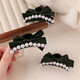 French style small fragrant black bow imitation pearl princess hair clip sweet and versatile grabber hairpin hair accessories for women French large pearl grabber