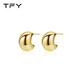 TFY simple beanie earrings for women silver small gold bean metal water drop gold earrings 2025 new hot style high-end large gold beanie