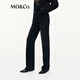MO&Co. Jeans 2025 Autumn New Product Cotton Stretch Lycra Washed Straight Black Mid-Waist MBE3JENT12 Denim Black L /L