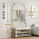 Jungle coat rack floor-standing foyer bedroom door shoe changing stool shoe rack clothes rack integrated clothes drying rack 100 milk white PU