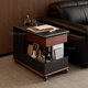 Fasati government subsidized living room side table movable sofa side table Italian minimalist side cabinet trolley coffee table storage rack BJ3023 black + walnut color. Movable trolley side table