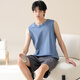 
Palando Men's Pajamas Summer Pure Cotton Sleeveless Summer Vest Men's Shorts Full Cotton Thin Style Leisure Home Furnishing Pajamas Par-OMM13657 L Pa-(Men)