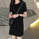 AFTER MONDAY2025 summer Korean style slim solid color short-sleeved T-shirt women's mid-length dress women's clothing 6624* sky blue M