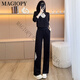 Magiopy International Luxury High-End-Marke Frühling der beliebte Gelegenheitssportanzug Frauenkleidung Mode chinesische Aprikosenfarbe Langarmfarbe Aprikosenfarbe (100 Jin [Jin gleich 0,5 kg]))