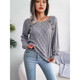 
European and American style women's clothing spring and autumn lazy style loose casual square collar nail button twist knit sweater top sweater base shirt white M