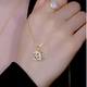Fat Donglai same style 18k gold necklace yellow l gold color smart double c necklace for women 2025 new 18k color gold C main style double c smart diamond necklace