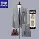 ROMON suit men's formal British business casual professional suit groom wedding dress slim Korean version light gray suit + shirt + pants L