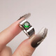 MHFDO Old Phoenix 999 sterling silver men's frosted emerald tourmaline ring moissanite open blue diamond zircon men's ring white diamond ring