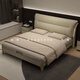 Hongteng 24-hour delivery Foshan Italian light luxury style leather bed mortise and tenon solid wood bed 1.8m