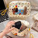 Jingfujia Polka Dot Dachshund Puppy Cosmetic Bag Hand Storage Bag Large Capacity Travel Portable Organizing Bag Washing Bag Polka Dot Large Cosmetic Bag + Yellow Rope 1