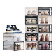 Shoe box magnetic door storage box transparent shoe cabinet shoe storage artifact folding shoe storage storage space-saving shoe rack single frame white cabinet body translucent magnetic door buy 1 get 1 free total bonus one piece 2 pieces