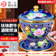 Guo Yiyuan New Cloisonné Enamel Old Beijing Small Hot Pot Single Alcohol Pot Environmentally Friendly Oil Hot Pot One Person Cloisonne Copper Hot Pot Single Small Fat Beef Blue Bottom Peony Model 19cm