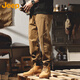 JEEP overalls men's casual pants autumn and winter loose trendy leggings pants men caramel color XL