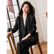 Awakening Paradise Double-breasted Loose Suit Casual Pants Two-piece Spring and Autumn Style Small Suit Pants Set Black M