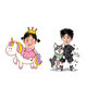 2024 new car ornaments, small people shaking their heads, custom-made baby couple, three and four, car decoration, shaking their heads, 691 models, solar dual-use models