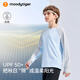 Moodytiger boys' long-sleeved T-shirt sweat-absorbent and sun-proof spring and autumn children's tops with contrasting color stitching outdoor casual sportswear 1 Ice Blue 140