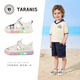 Tyrannis 2025 new children's sandals summer non-slip soft bottom flashing shoes white_black 18