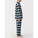 MUJI side seamless flannel pajamas men's home wear winter dark blue plaid 5A L