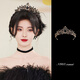 He Jian Gong Birthday Crown Baroque High-end Celebrity Goddess Party Crown Headwear Hairband Photo Props Internet Celebrity Gift Black Rhinestone Gemstone Crown - Same Style as Ju Jingyi