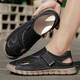 
Men's Sandals 2025 Summer Fashion Casual Sandals Lightweight Breathable Cool One-foot-punching Beach Sandals Slippers Red-brown [Microfiber Leather A677] 40