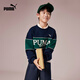 Puma's new children's autumn long-sleeved sweatshirt pullover color matching design dark blue 80802 160