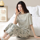 LangSha 2025 new pajamas for women summer short-sleeved trousers can be worn outside casual home clothes suit YZT9721 M Recommended 80-100Jin Jin equals 0.5kg to wear