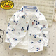 G.duck pure cotton boys long-sleeved shirt 2026 autumn children's shirts baby tops children's baby spring and autumn coats children's clothing Mickey white 120 label 12 recommended height around 110