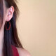 Anchor red hoop earrings for women, retro Hong Kong style high-end temperament ear hoops, hot girl ear jewelry, red hoop earrings 5cm pair