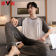 Yalu Light Luxury Bingsi Modal trousers Short-sleeved pajamas for men's summer youth extra-large size Jin [Jin equals 0.5 kg] Refreshing home clothing set AL9922 Modal - Short-sleeved trousers L [90-110Jin [Jin equals 0.5 kg]]