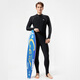 YINGFA swimsuit men's one-piece long-sleeved trousers sun protection warm surfing wetsuit seaside outdoor swimming jellyfish suit black/grey M